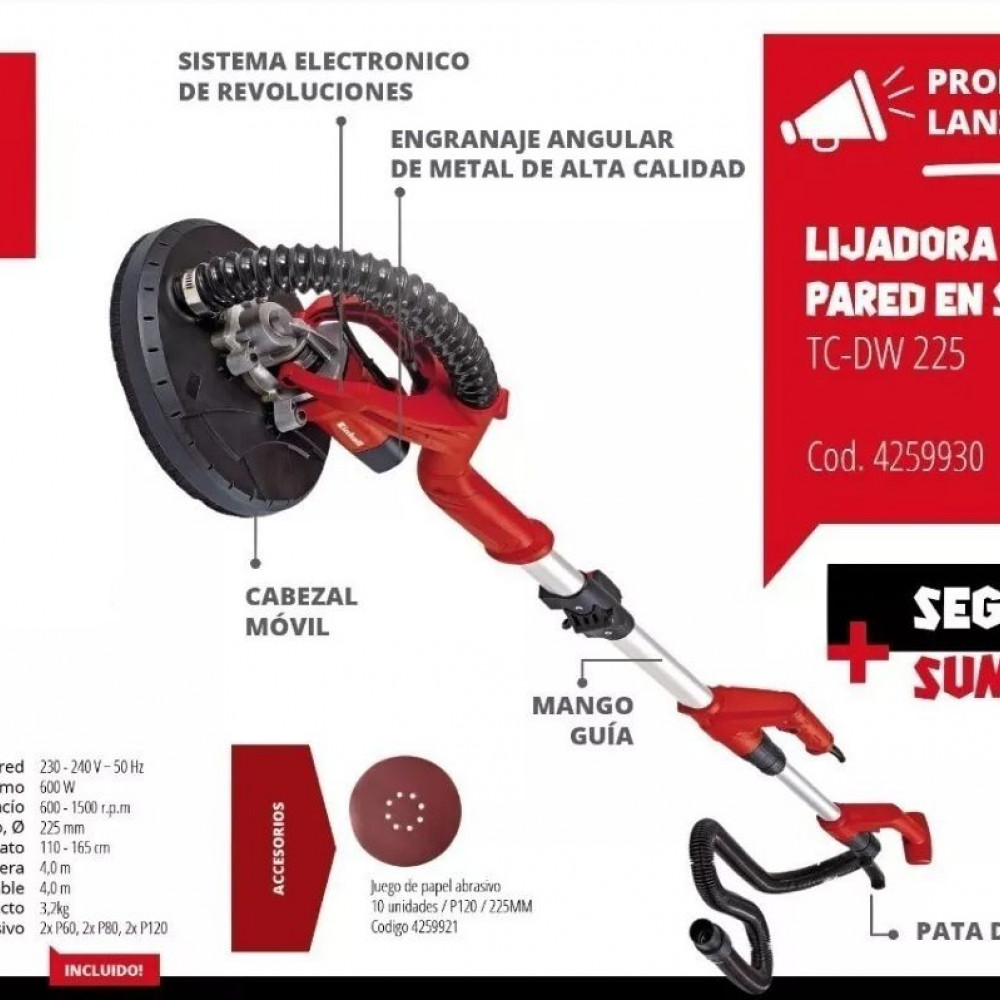 lijadora-telescopica-cabezal-basculante-para-techos-y-paredes-de-yeso-durlok-con-disco-de-230mm-y-aspiracion-marca-einhell-tcdw225